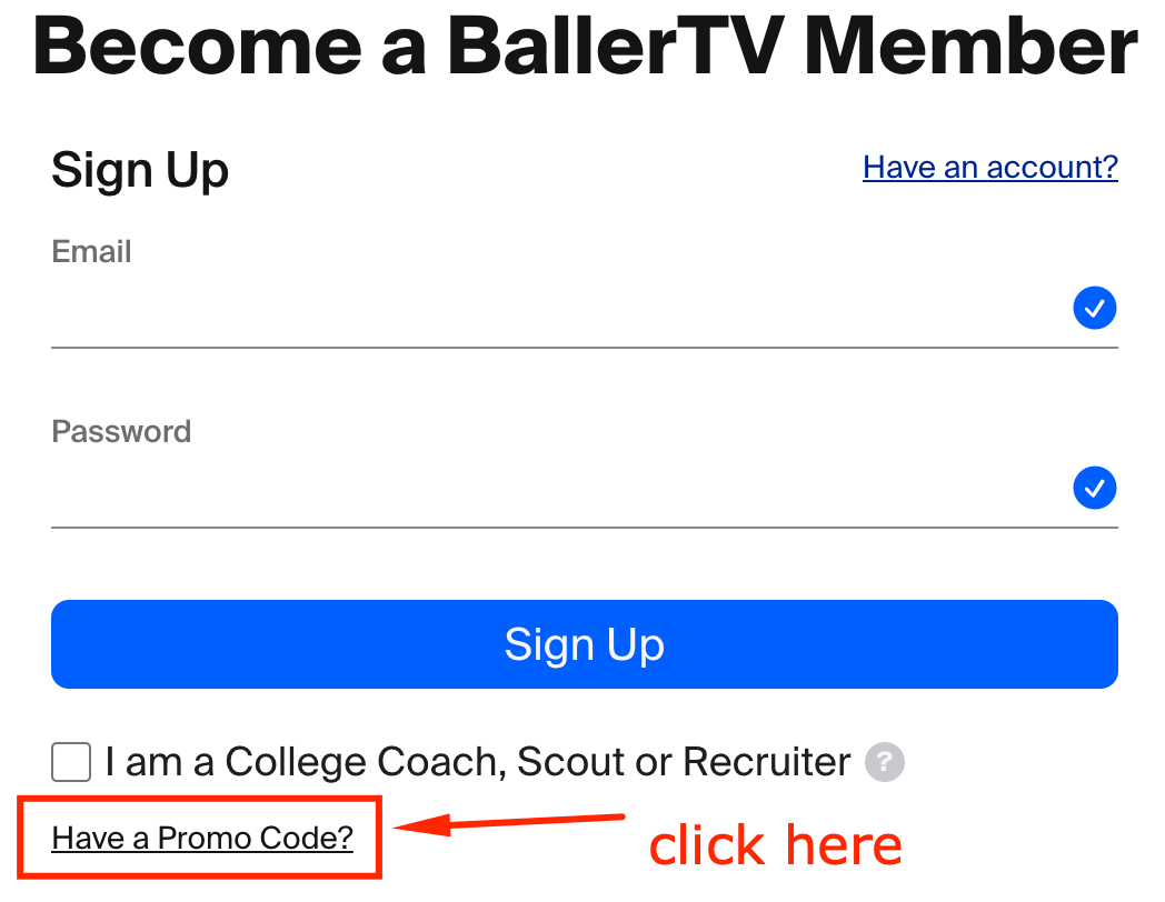 Claiming A Promo Code BallerTV