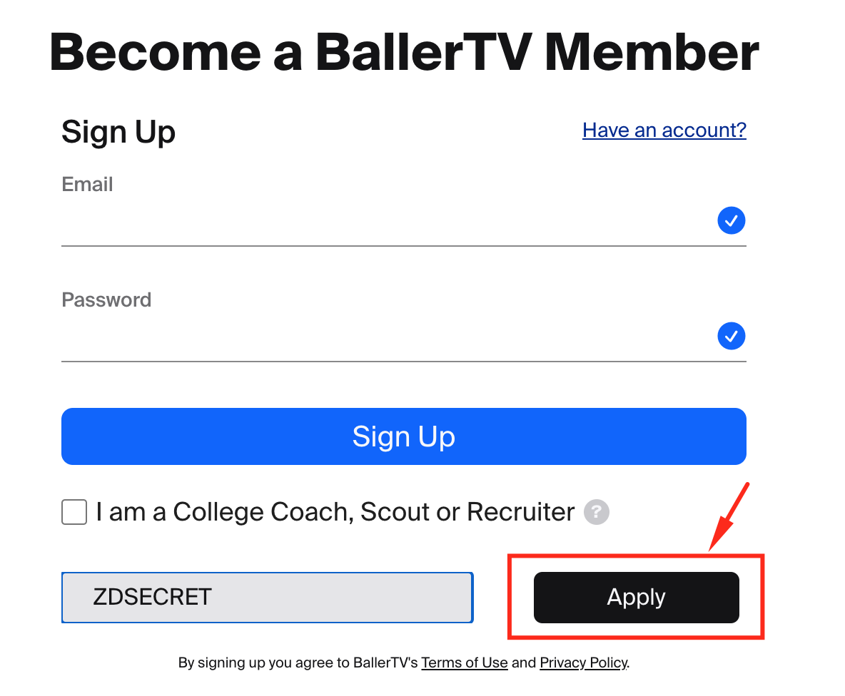 Claiming A Promo Code BallerTV